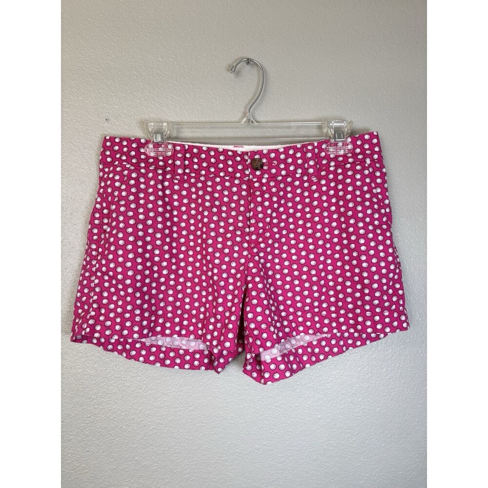 Old Navy Womens 6 Flat Front Short Pink Shell Print Pockets Chinos 100% Cotton